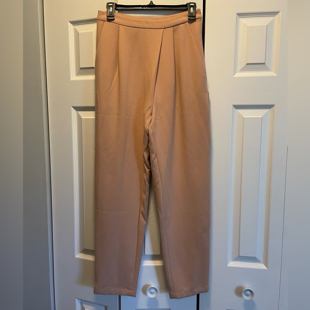 Open Edit cross pleat side zip dress pants